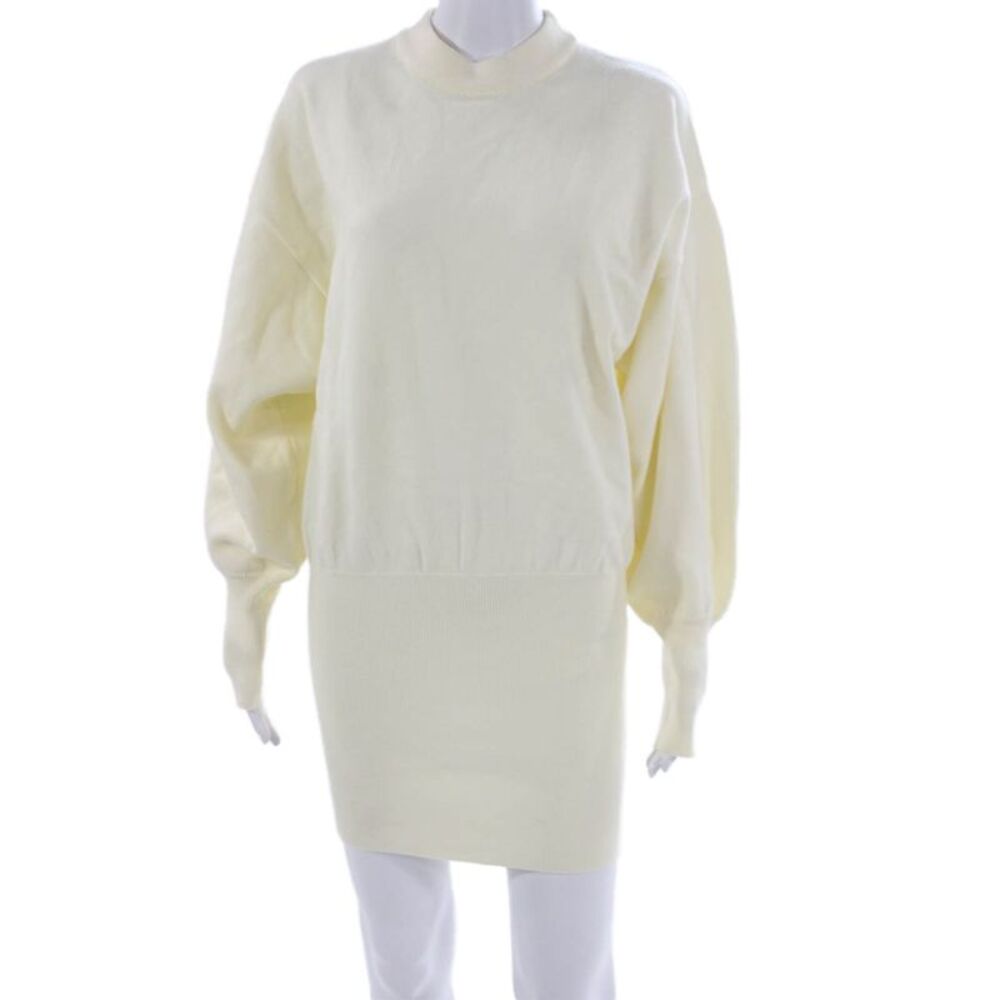 De Rococo Womens Sweater Dress Yellow Mock Neck Long Sleeve Acrylic Size XS
